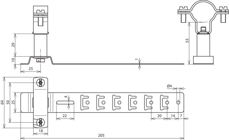 Dachleitungshalter f. HVI-power-Leitung D 27/30mm m. Strebe L 205mm NIRO – Bild 2 von 2