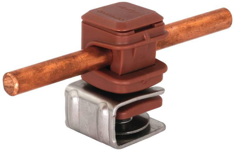 Dachleitungshalter PLATTENsnap Niro 4-6 mm m. DEHNsnap H 16mm K-braun f. Rd 8mm