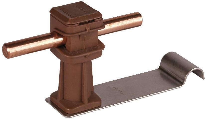 Dachleitungshalter DEHNsnap NIRO/K-braun H 36mm Rd 8mm m. Strebe f. Ziegelfalze