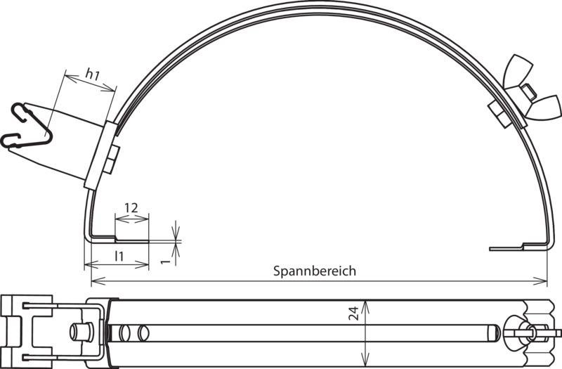 Dachleitungshalter DEHNgrip NIRO/galCu H 32mm f. Rd 8mm verstellbar 180-280mm – Bild 2 von 2