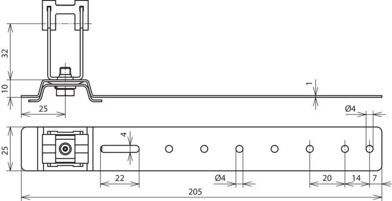 Dachleitungshalter DEHNgrip Al/NIRO H 32mm Rd 8mm m. Strebe L 205mm – Bild 2 von 2