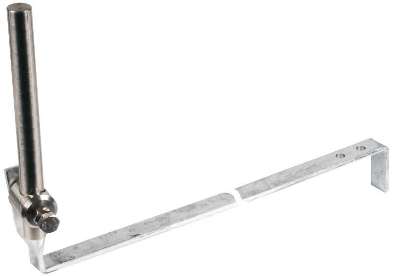 Stangenhalter m. Strebe L 475mm St/tZn f. Schraegdach m. NIRO-Bolzen Rd 16mm