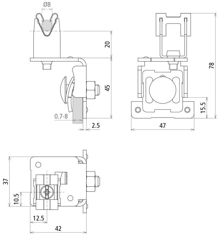 Dachleitungshalter NIRO f. Blechdaecher m. Parallelfalz m. DEHNgrip f. Rd 8mm – Bild 2 von 2