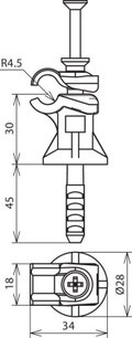 Leitungshalter DEHNfix Cu-K-braun f. Rd 6-10mm H 30mm m. Schlagduebel 8x45