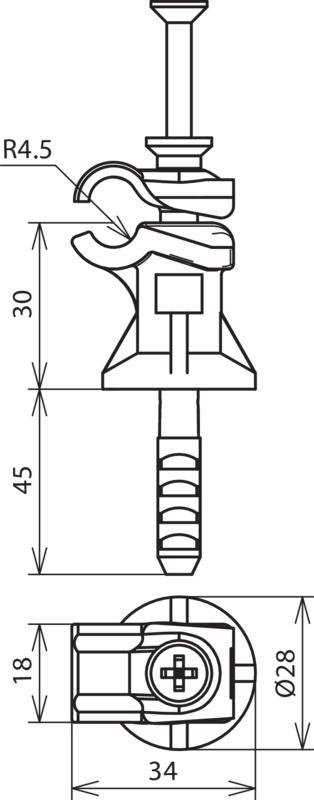 Leitungshalter DEHNfix Cu-K-braun f. Rd 6-10mm H 30mm m. Schlagduebel 8x45 – Bild 2 von 2