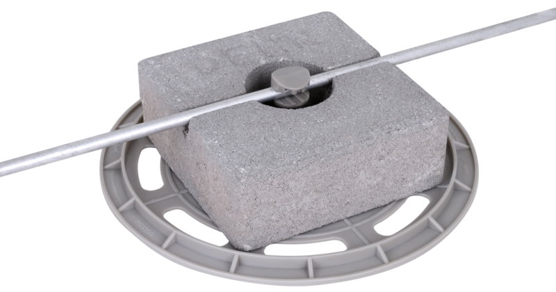 Dachleitungshalter SET mit 4,6 kg Sockel Grundplatte u. Kunststoff-LH f. Rd 8-10mm