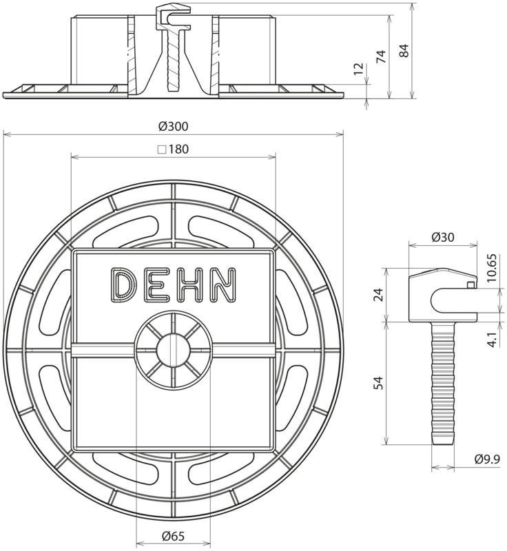 Dachleitungshalter SET mit 4,6 kg Sockel Grundplatte u. Kunststoff-LH f. Rd 8-10mm – Bild 2 von 2