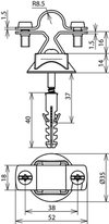 Stangenhalter NIRO f. Rd 16mm m. Holzschraube u. K-Duebel D 8mm