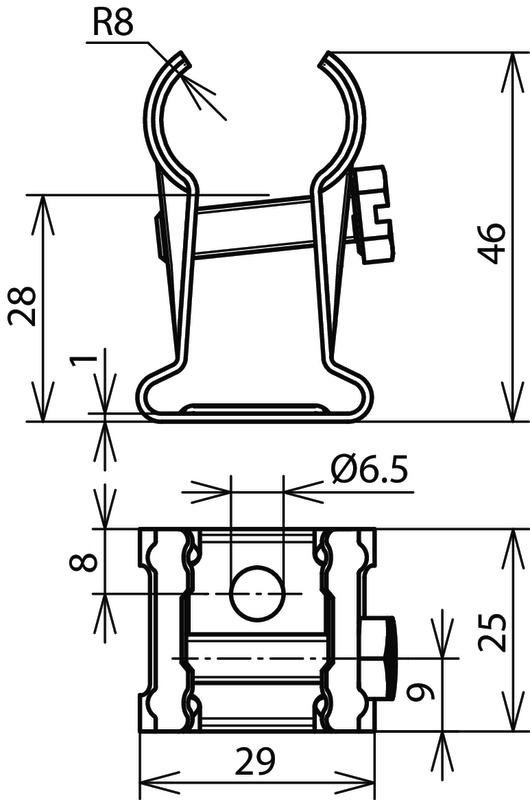 Stangenhalter m. Kralle  NIRO f. Rd 13-16mm f. Wandbefestigung B 6,5mm – Bild 2 von 2