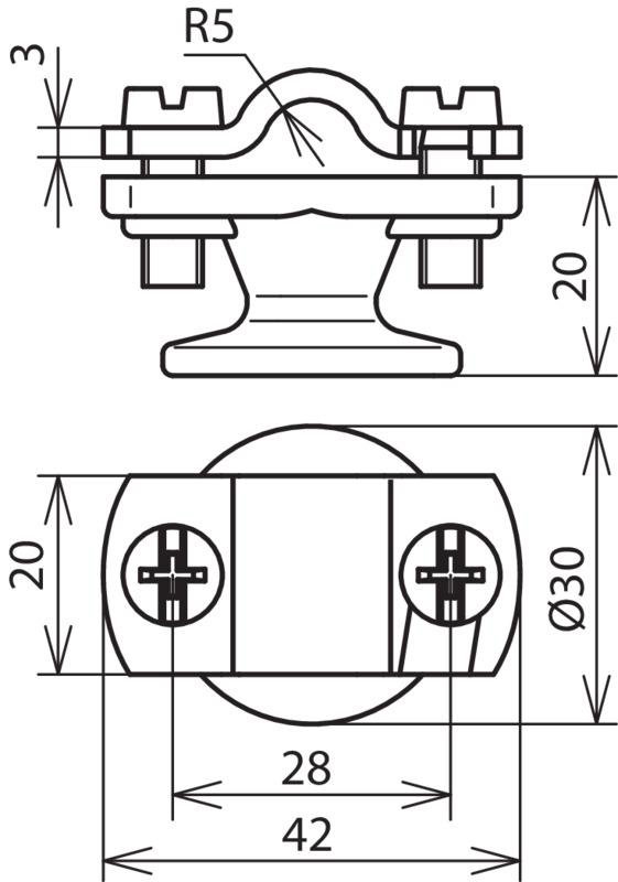 Leitungshalter m. Abdeckbund ZG f. Rd 7-10mm St/tZn m. Innengewinde M8 – Bild 2 von 2