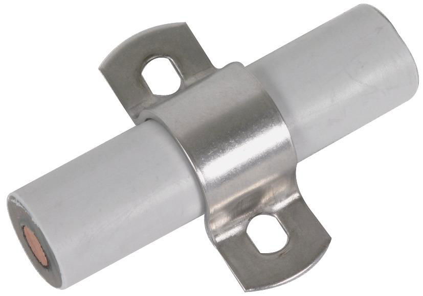 Zweischr.-Ueberleger f. CUI-Leitung D 20mm m. Langloecher 6,5x8,0mm NIRO