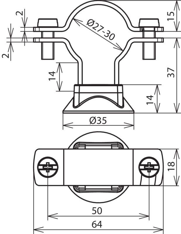 Leitungshalter fuer HVI-power-Leitung D 27-30mm mit Kunststoffsockel NIRO – Bild 2 von 2