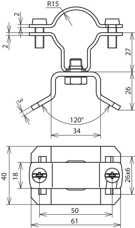 Leitungshalter f. HVI-Leitung D 27- 30mm f. Spannbandbef. 25x0,3mm NIRO – Bild 2 von 2