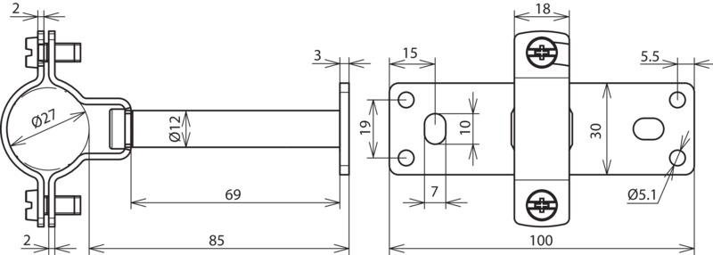 HVI-Ex W85 holder f. Leitung D 27mm AS 85mm m. Befestigungsplatte NIRO – Bild 2 von 2