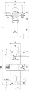 HVI-L+ Ex W55 holder f. Leitung D 18mm AS 55mm m. Befestigungsplatte NIRO