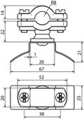 Stangenhalter a. PA f. Rd 16mm m. Be- festigungsteil NIRO f. Spannb. 14x0,3mm