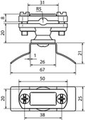 Halter a. PA f. Fl 30mm Rd 6-11mm m. Be- festigungsteil NIRO f. Spannb. 14x0,3mm