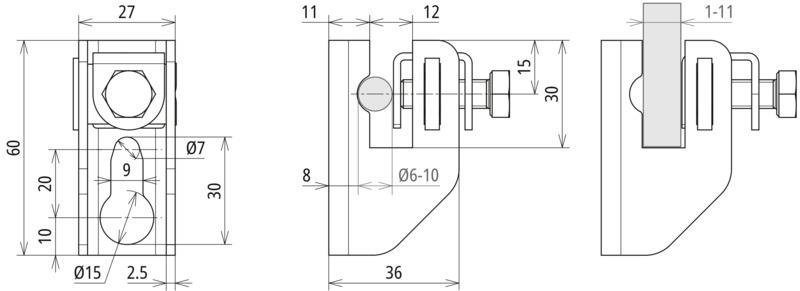 Flachband-Rundleitungshalter NIRO f. Fl...11mm Rd 6.10mm Wandabstand 11mm – Bild 2 von 2