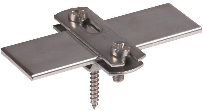Flachbandhalter f. Fl 30mm  NIRO m. Holzschraube 5x45mm