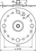 Befestigungsplatte D 100mm St/tZn m. Gewindebolzen M8 m. 4 Bef.-Bohrungen