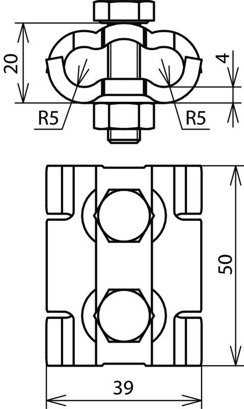 Parallelverbinder Cu f. unter- schiedliche Durchmesser Rd 4-10mm – Bild 2 von 2