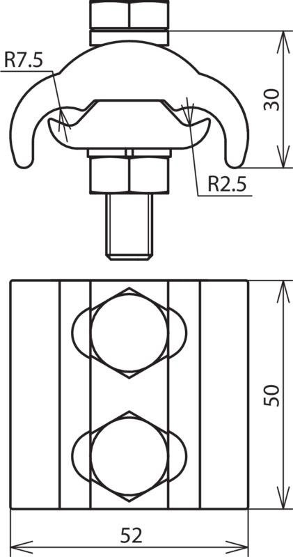 Parallelverbinder Cu/gal Sn f. untersch. Leiter Rd 5-16mm/16-150mm*2 m.Federring – Bild 2 von 2