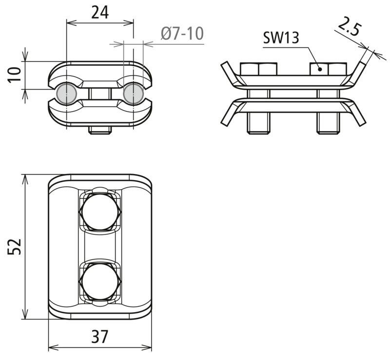 Parallel connector St/tZn f. Rd 7-10mm – Bild 2 von 2