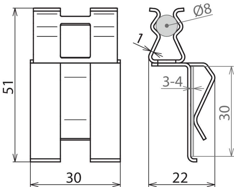 DEHNclip Bewehrungsklemme St/blank f. Rd 8mm / FL 30mm – Bild 2 von 2