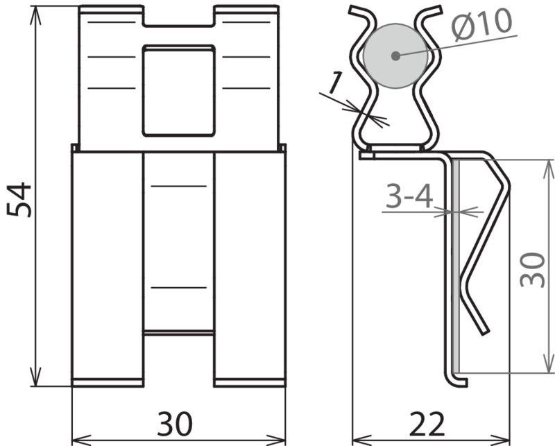 DEHNclip Bewehrungsklemme St/blank f. Rd 10mm / FL 30mm – Bild 2 von 2