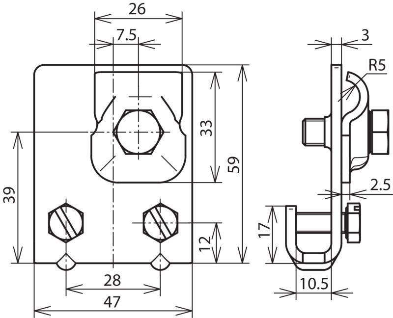 Falzklemme Cu Klemmbereich 0,7-10mm m. Klemmbock f. Rd 6-10mm – Bild 2 von 2