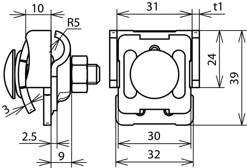 Falzklemme Al Klemmbereich 0,7-8mm m. Klemmbock f. Rd 6-10mm – Bild 2 von 2