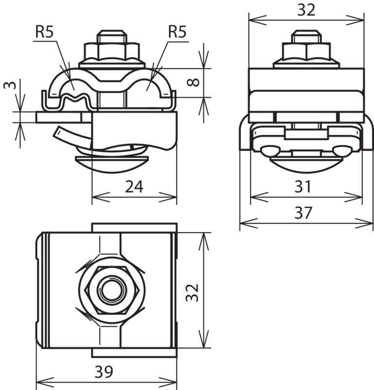 UNI-Falzklemme NIRO/Al f. Rd 8-10mm Leiter 4-50mm*2 f. Falze 0,7-8mm – Bild 2 von 2
