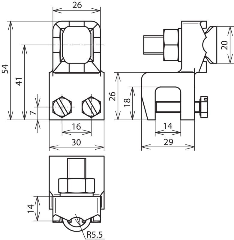 Anschlussklemme TG/tZn Klemmbereich Fl 1-12mm m. KS-Schraube f. Rd 7-10mm – Bild 2 von 2