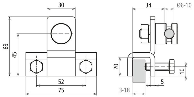 Anschlussklemme senkr. fuer Ex-Zone 2/22 fuer Profile 3-18mm mit KS-Verbinder NIRO – Bild 2 von 2