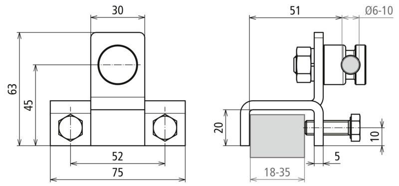 Anschlussklemme senkr. fuer Ex-Zone 2/22 fuer Profile 18-35mm mit KS-Verbinder NIRO – Bild 2 von 2