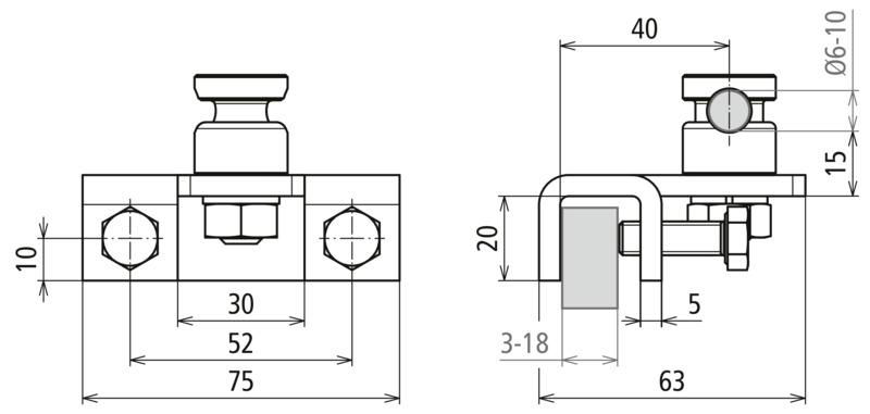 Anschlussklemme waagr. fuer Ex-Zone 2/22 fuer Profile 3-18mm mit KS-Verbinder NIRO – Bild 2 von 2