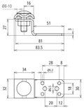 Anschlusslasche  Z-Form  Al m. Doppelueberleger f. Rd 8-10mm Al