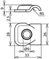Klemmbock Rd 6-10mm St/tZn m. Bohrung D 9mm