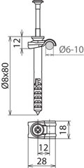 Leitungshalter DEHNQUICK NIRO mit Nagelduebel 8x80mm fuer Rd 6-10mm