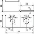 Endstueck Z-Form m.je 1 Bohrung D 10,5mm u. D 12,5mm NIRO