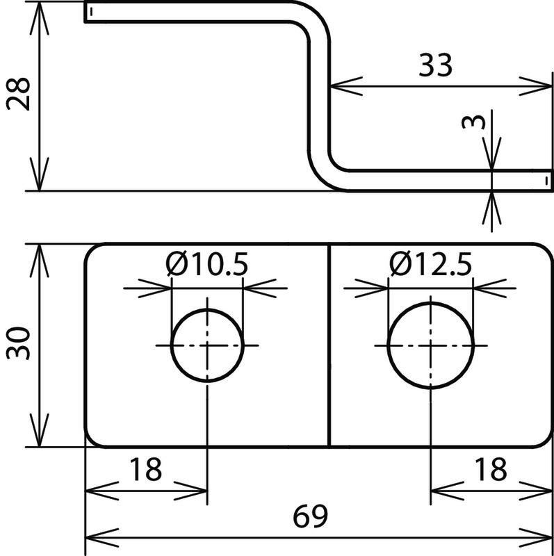 Endstueck Z-Form m.je 1 Bohrung D 10,5mm u. D 12,5mm NIRO – Bild 2 von 2