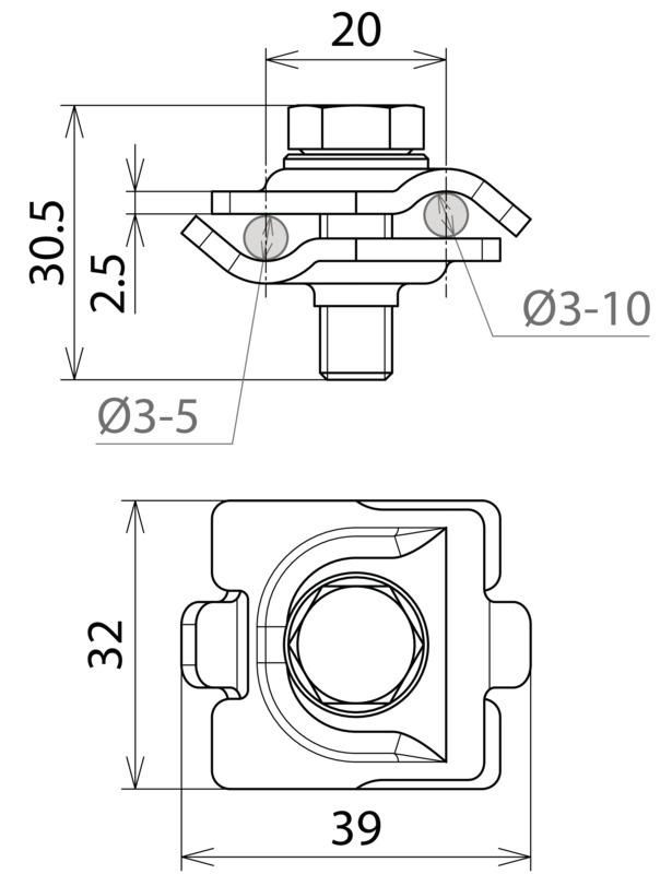 MMV-Klemme STBLANK f. Rd 3-10mm m. Sechskantschraube M8x30 mm St – Bild 2 von 2