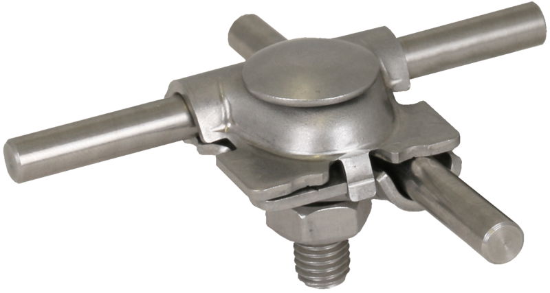 MV-Klemme mit Arretiernase NIRO (V4A) fuer Rd 8-10mm mit Flachrundschraube