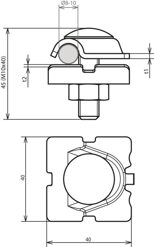 MV-Klemme mit Arretiernase NIRO (V4A) fuer Rd 8-10mm mit Flachrundschraube – Bild 2 von 2