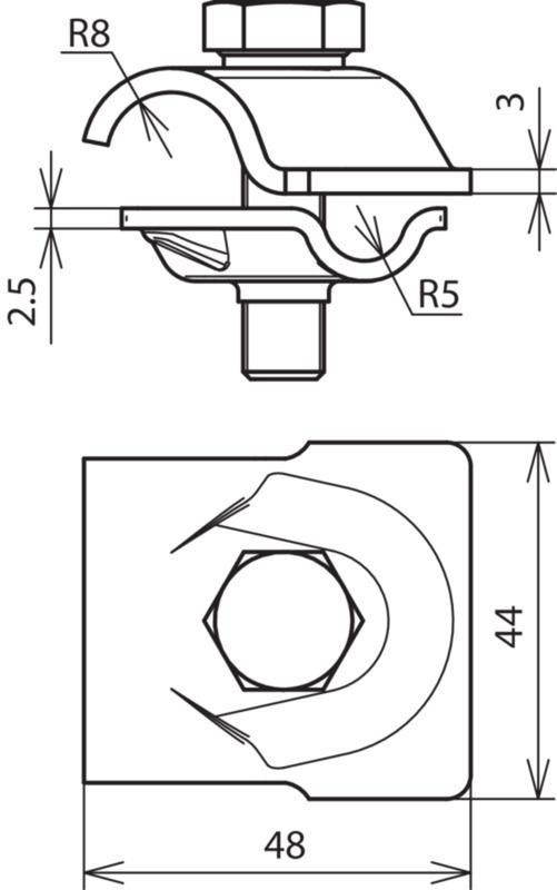 MV-Klemme NIRO 200kA f. Rd 8-10/16mm m. Sechskantschraube u. Federring – Bild 2 von 2