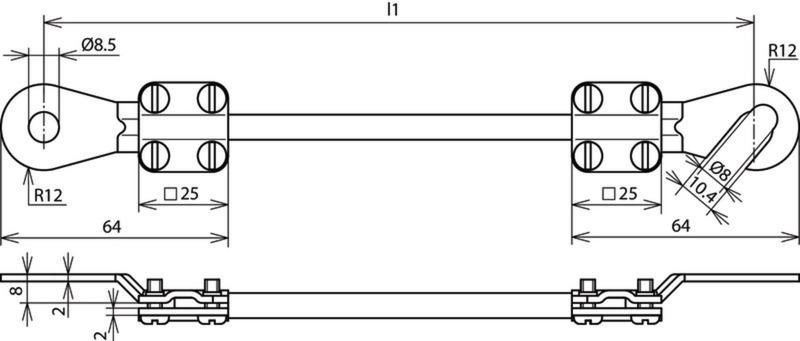 Erdungsleitung 10mm*2/L 0,3m schw. m.je 1 Kabelschuh (C)M8 u.(B)M8/M10 – Bild 2 von 2