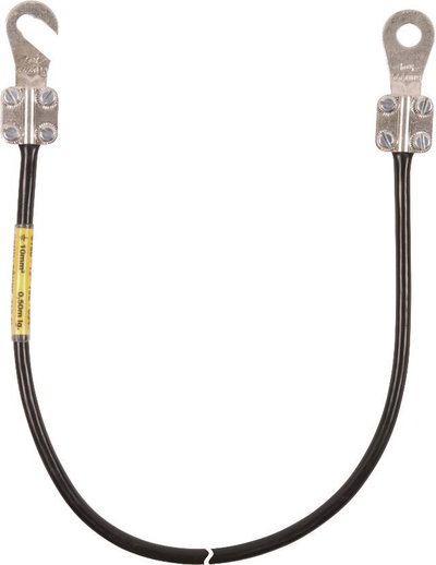 Erdungsleitung 16mm*2/L 1,0m schw. m.je 1 Kabelschuh (C)M8 u.(B)M8/M10