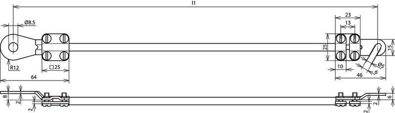 Erdungsleitung 10mm*2/L 0,6m schw. m.je 1 Kabelschuh (C)M8 u.(A)M5/M6 – Bild 2 von 2