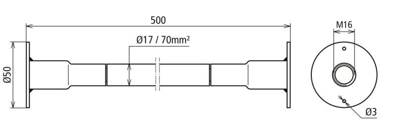 Kupfer-Kabel-Erdungsbruecke H07V-K beidseitig mit Anschlussplatte M16 D 50mm L 500mm – Bild 2 von 2