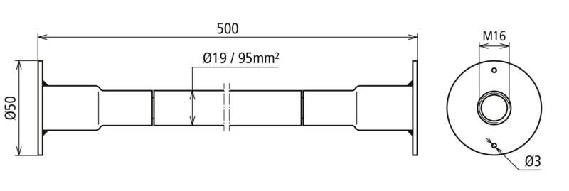 Kupfer-Kabel-Erdungsbruecke H07V-K beidseitig mit Anschlussplatte M16 D 50mm L 500mm – Bild 2 von 2